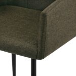 Chaises à manger avec accoudoirs lot de 2 marron tissu – Image 6