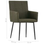Chaises à manger avec accoudoirs lot de 2 marron tissu – Image 7