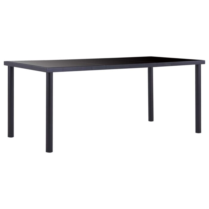 Table à manger Noir 180x90x75 cm Verre trempé – Image 1