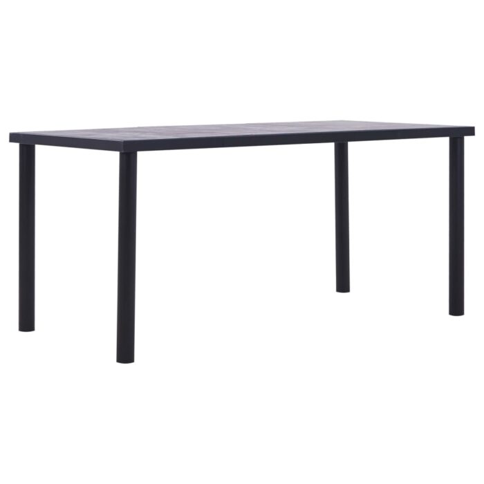 Table à manger Noir et gris béton 160x80x75 cm MDF – Image 1