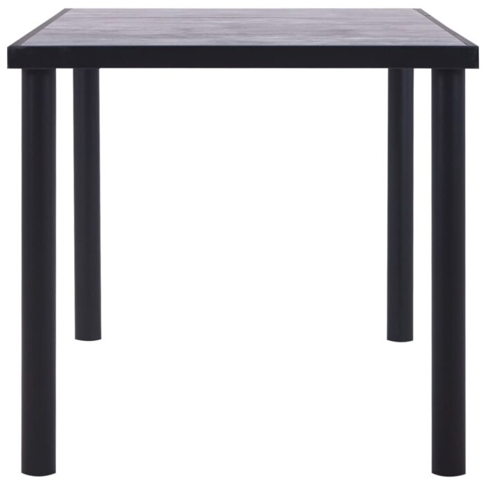 Table à manger Noir et gris béton 160x80x75 cm MDF – Image 2