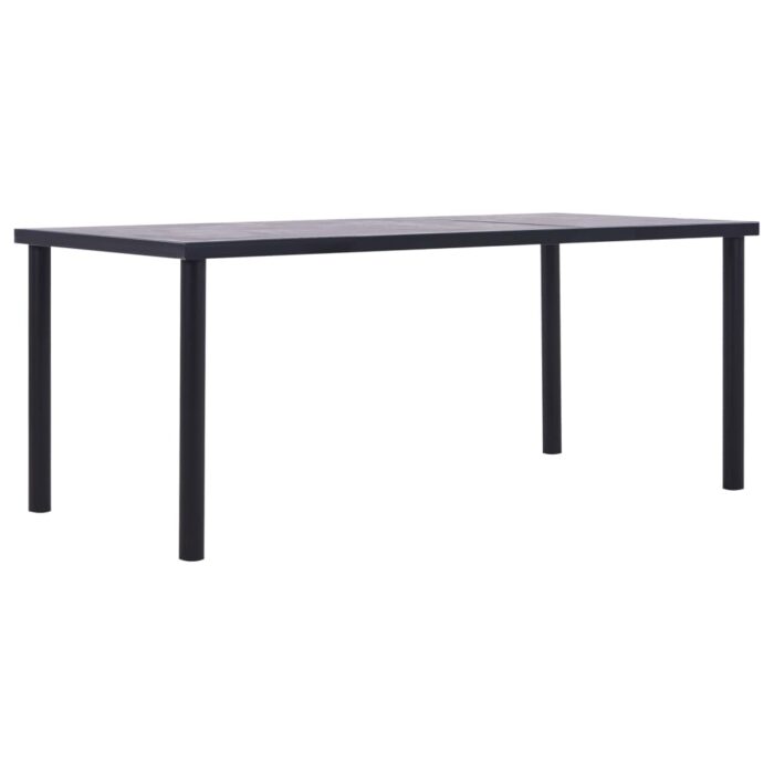 Table à manger Noir et gris béton 200x100x75 cm MDF – Image 1