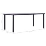 Table à manger Noir et gris béton 200x100x75 cm MDF – Image 4