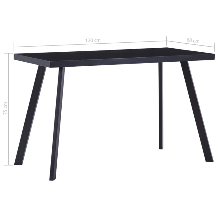 Table à manger Noir 120x60x75 cm Verre trempé – Image 4