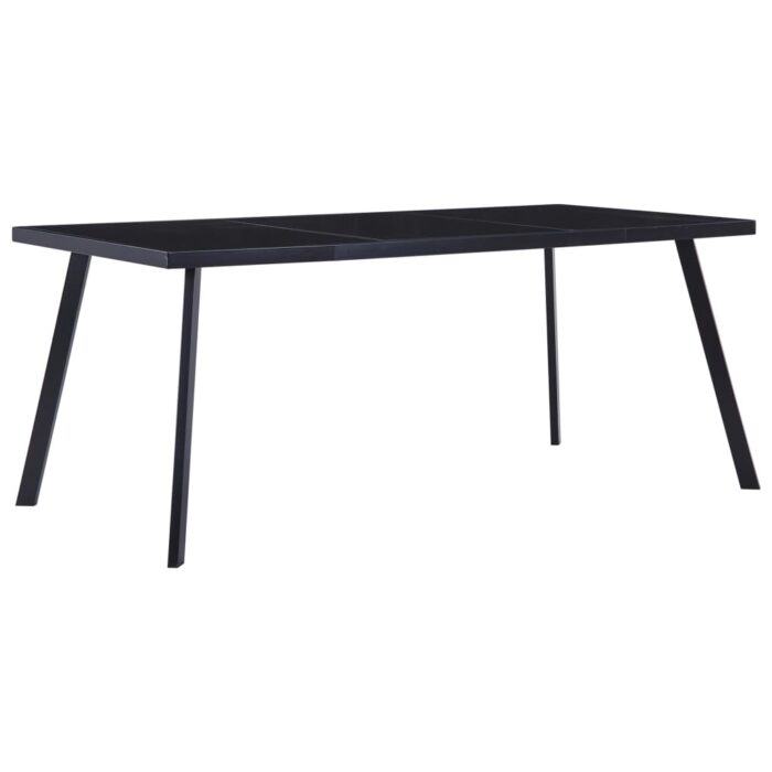 Table à manger Noir 160x80x75 cm Verre trempé – Image 1