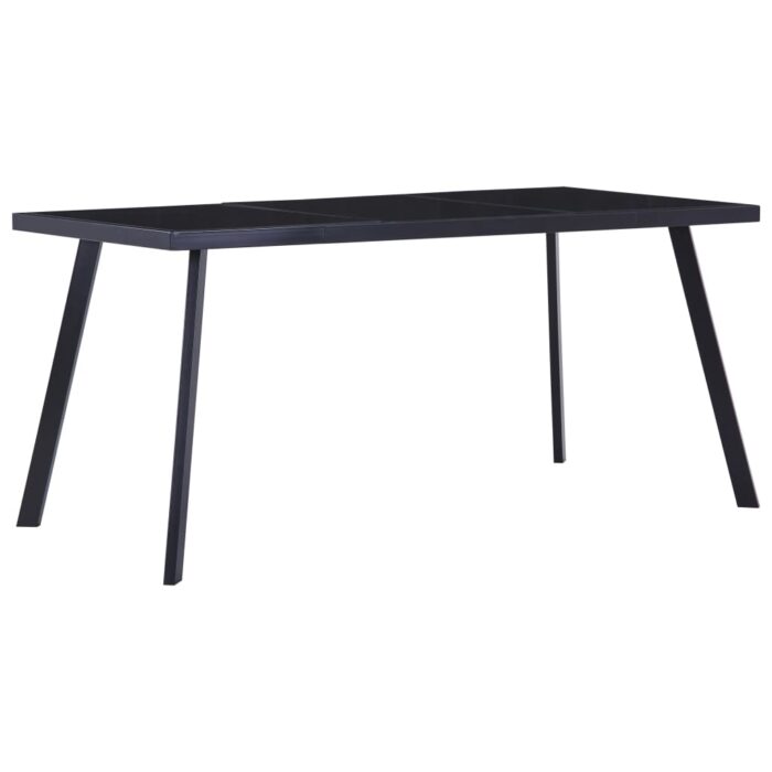 Table à manger Noir 180x90x75 cm Verre trempé – Image 1