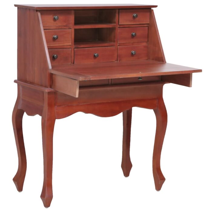 Bureau secrétaire Marron 78x42x103 cm Bois d'acajou massif – Image 1