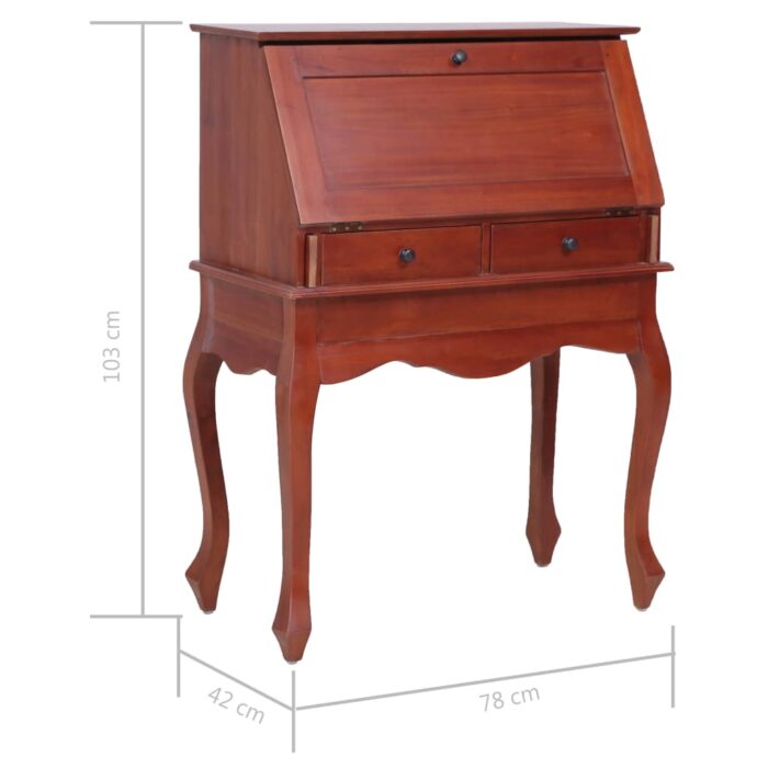 Bureau secrétaire Marron 78x42x103 cm Bois d'acajou massif – Image 6