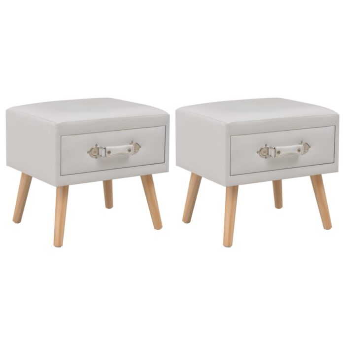 Tables de chevet 2 pcs Blanc 40x35x40 cm Similicuir – Image 1