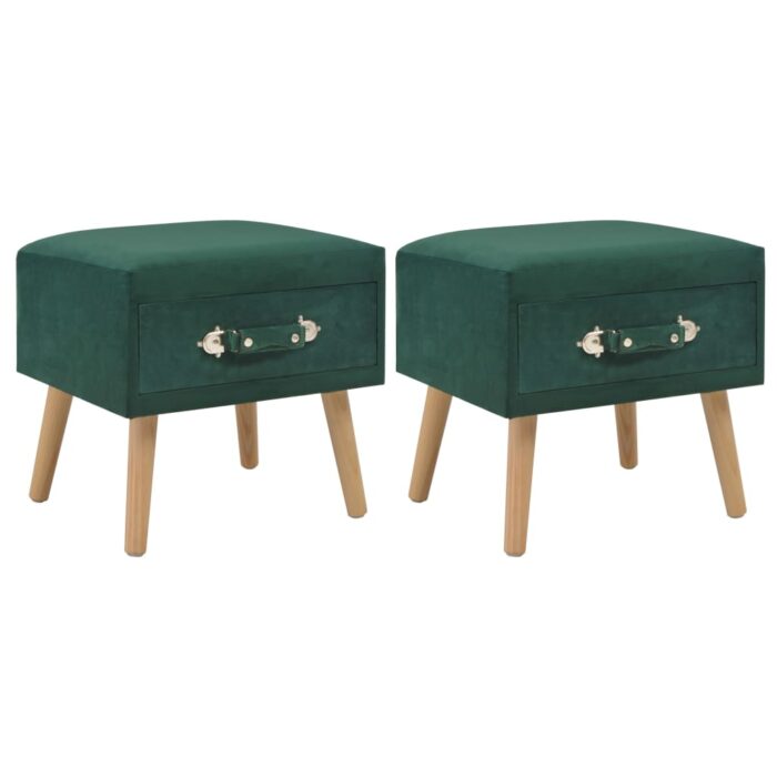 Tables de chevet 2 pcs Vert 40x35x40 cm Velours – Image 1