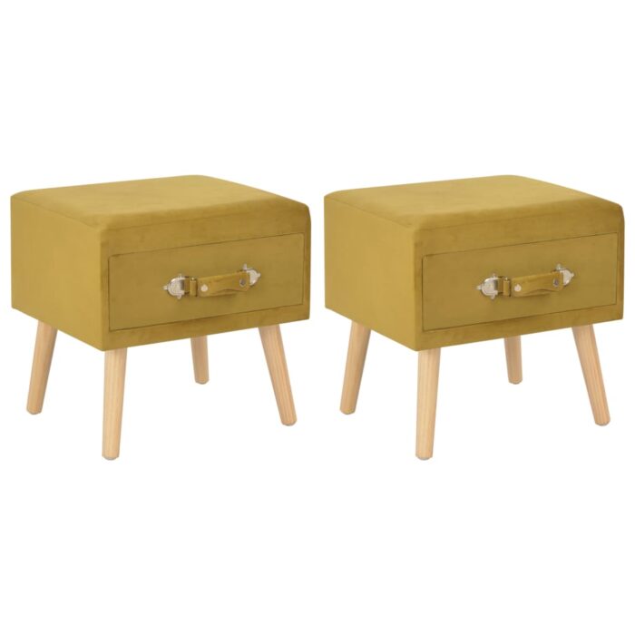 Tables de chevet 2 pcs Moutarde 40x35x40 cm Velours – Image 1