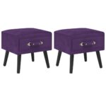 Tables de chevet 2 pcs Violet foncé 40x35x40 cm Velours