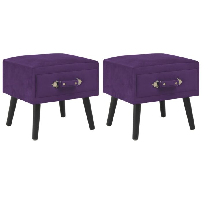 Tables de chevet 2 pcs Violet foncé 40x35x40 cm Velours – Image 1
