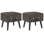 Tables de chevet 2 pcs Gris 40x35x40 cm Velours
