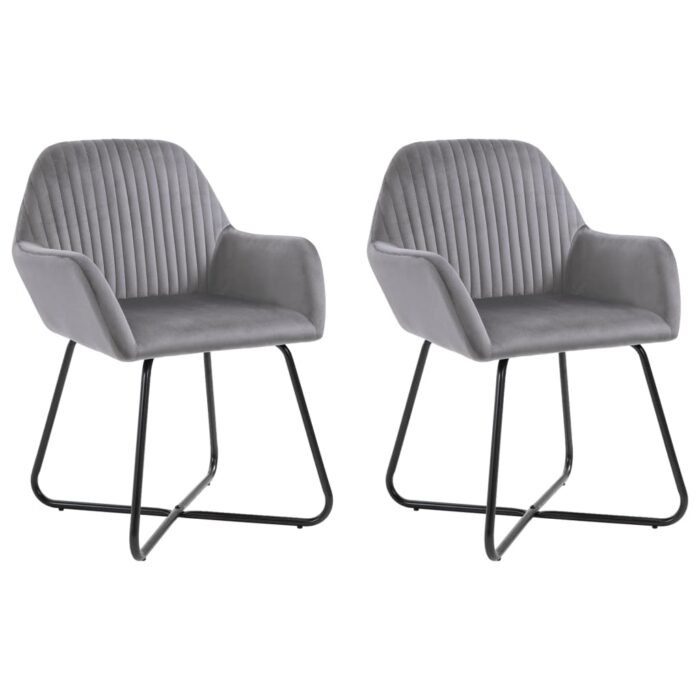 Chaises à manger lot de 2 gris velours – Image 1