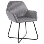 Chaises à manger lot de 2 gris velours – Image 2