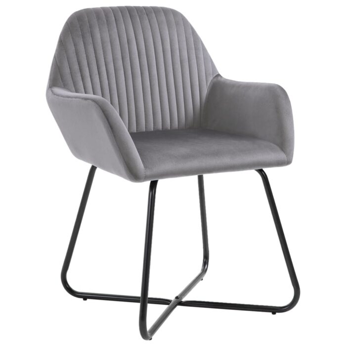 Chaises à manger lot de 2 gris velours – Image 2