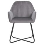 Chaises à manger lot de 2 gris velours – Image 3