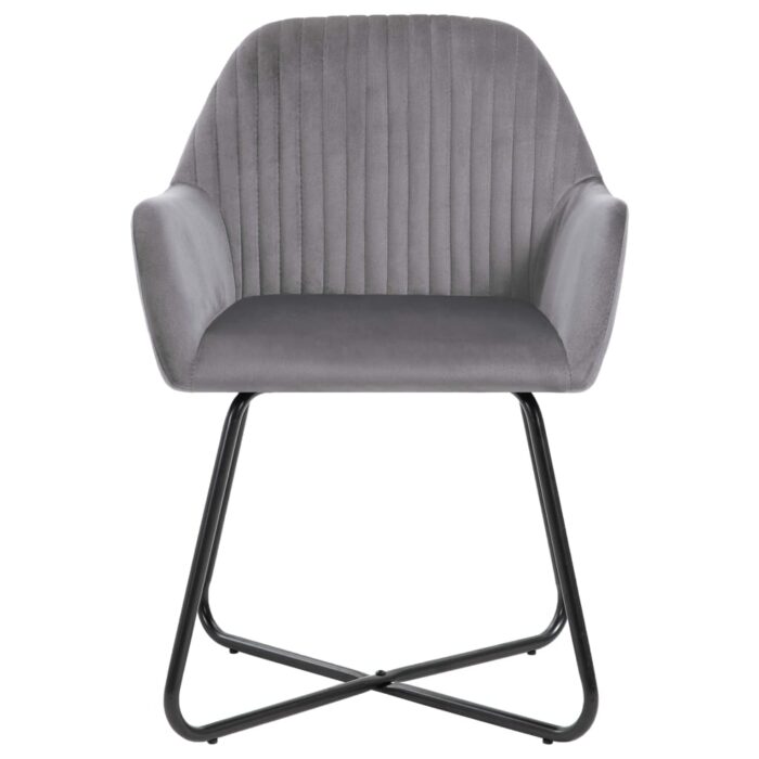 Chaises à manger lot de 2 gris velours – Image 3