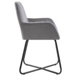 Chaises à manger lot de 2 gris velours – Image 4