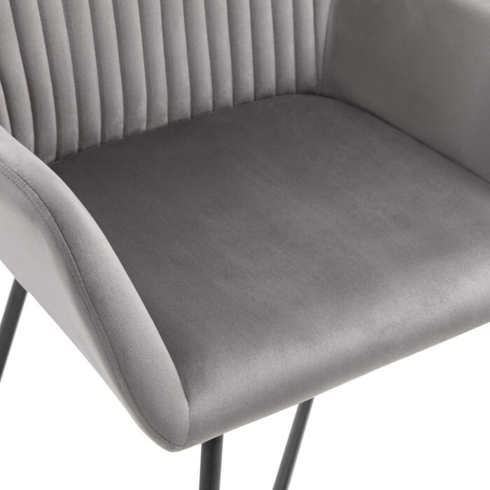Chaises à manger lot de 2 gris velours – Image 6