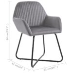 Chaises à manger lot de 2 gris velours – Image 7