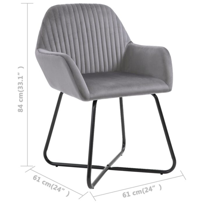 Chaises à manger lot de 2 gris velours – Image 7