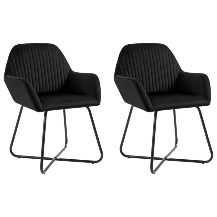 Chaises à manger lot de 2 Noir Velours – Image 1