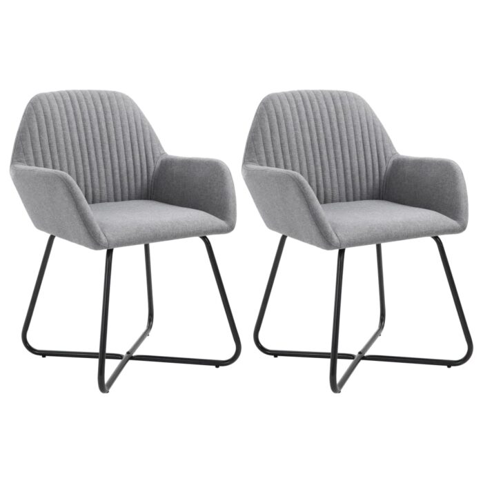 Chaises à manger lot de 2 gris clair tissu – Image 1