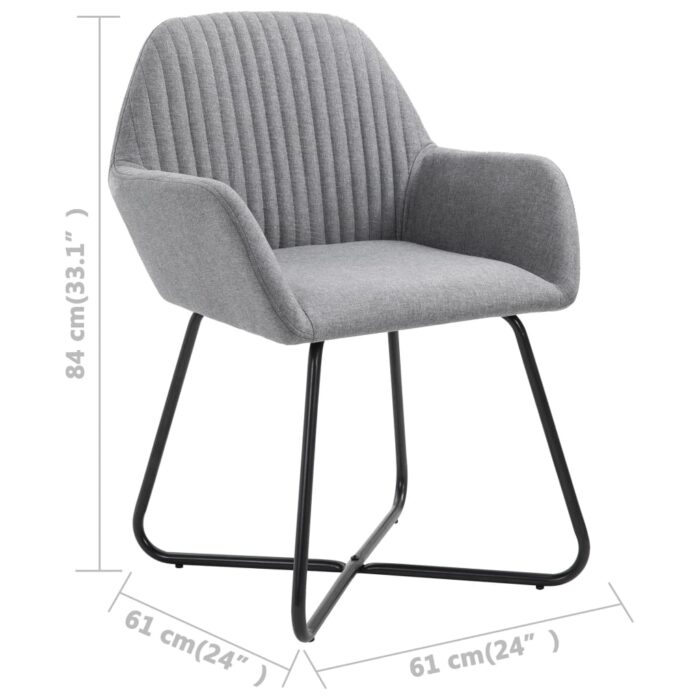 Chaises à manger lot de 2 gris clair tissu – Image 7