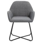Chaises à manger lot de 2 gris foncé tissu – Image 3