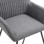 Chaises à manger lot de 2 gris foncé tissu – Image 6