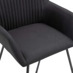 Chaises à manger lot de 2 noir tissu – Image 6
