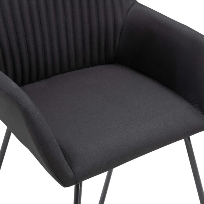 Chaises à manger lot de 2 noir tissu – Image 6