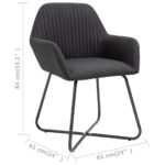 Chaises à manger lot de 2 noir tissu – Image 7