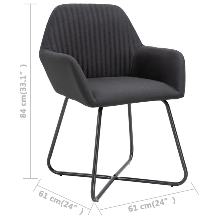 Chaises à manger lot de 2 noir tissu – Image 7
