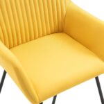 Chaises à manger lot de 2 jaune tissu – Image 6