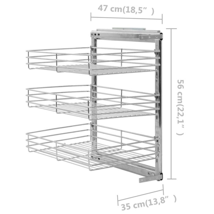 Panier à 3 niveaux métallique de cuisine 47x35x56 cm – Image 8
