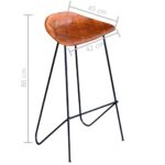 Chaises de bar lot de 6 marron cuir véritable – Image 4