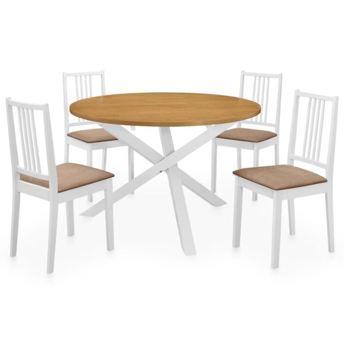 VXL8719883608198_a_en_hd_1.jpg Mobilier de salle à manger 5 pcs MDF Blanc – Image 1