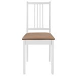 Chaises à manger avec coussins lot de 6 blanc bois solide – Image 2