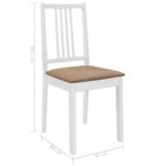 Chaises à manger avec coussins lot de 6 blanc bois solide – Image 6