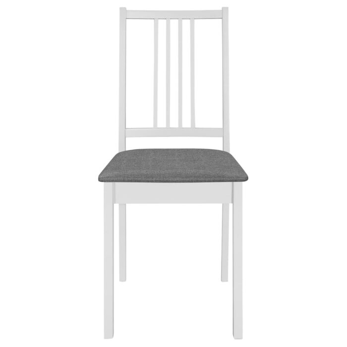 Chaises à manger avec coussins lot de 6 blanc bois solide – Image 2