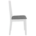 Chaises à manger avec coussins lot de 6 blanc bois solide – Image 3
