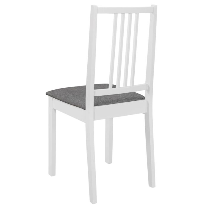 Chaises à manger avec coussins lot de 6 blanc bois solide – Image 4