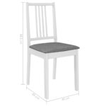 Chaises à manger avec coussins lot de 6 blanc bois solide – Image 6