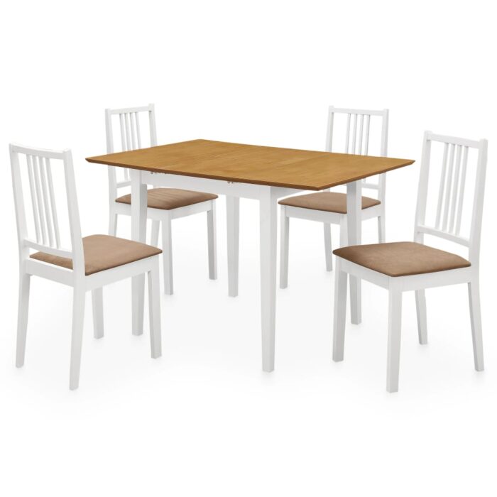 Mobilier de salle à manger 5 pcs MDF Blanc – Image 1