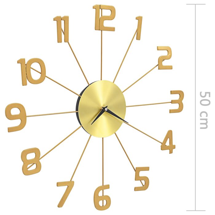 Horloge murale Métal 50 cm Doré – Image 4