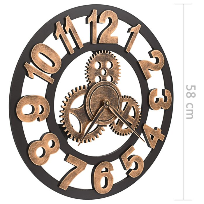 Horloge murale Métal 58 cm Doré et noir – Image 5