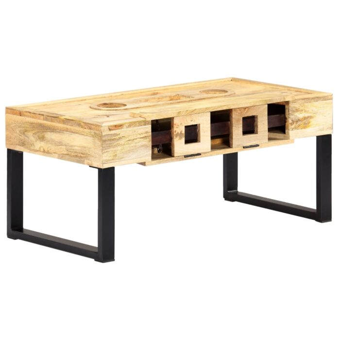 Table basse Style cassette 100x52x45 cm Bois de manguier massif – Image 1